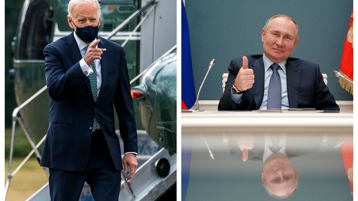 Joe Biden (izq.) y Vladimir Putin (dch.)