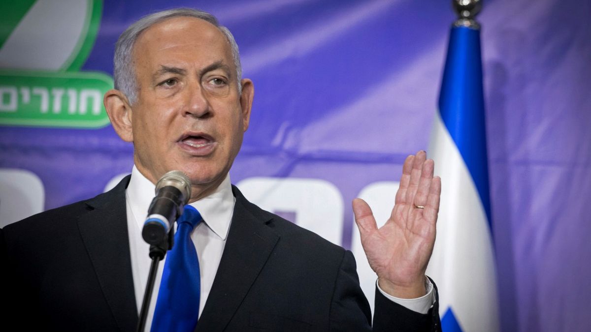 رئيس الوزراء الإسرائيلي بنيامبن نتياهو يتحدث إلى الثحافيين في تل أبيب. 2021/03/08