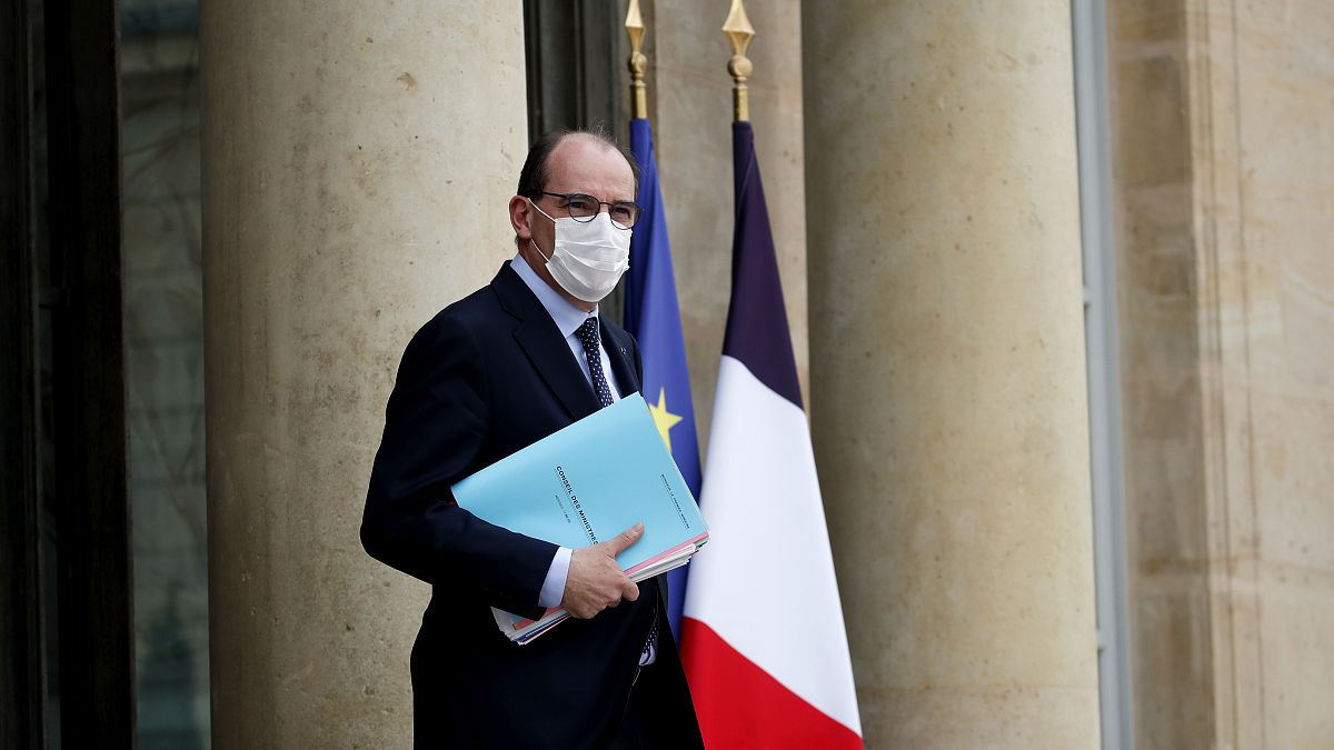 French Prime Minister Jean Castex leaves after the weekly cabinet meeting at the Elysée Palace in Paris, Wednesday, March 17, 2021.