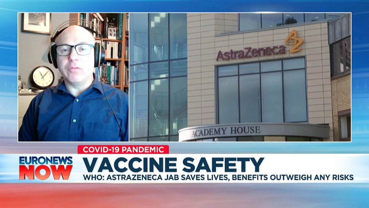 Dr Anthony Cox speaking to Euronews ahead of the European Medicines Agency's press conference on Thursday, 18th March, 2021.
