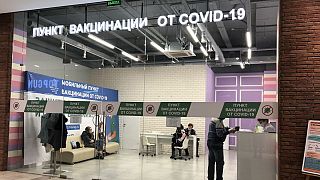 A vaccination centre in a mall on the outskirts of Moscow.