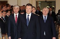 Viktor Yanukovich, center
