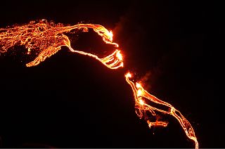 Lava flows from the erupting Fagradalsfjall volcano, 50 km west of the Icelandic capital Reykjavik. March 19, 2021