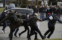 Bei der Demonstration in Kassel kam es auch zu Auseinandersetzungen zwischen Demonstrierenden und Gegendemonstrierenden