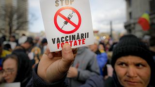 Manifestation contre les restrictions sanitaires à Bucarest en Roumanie, le 20/03/2021