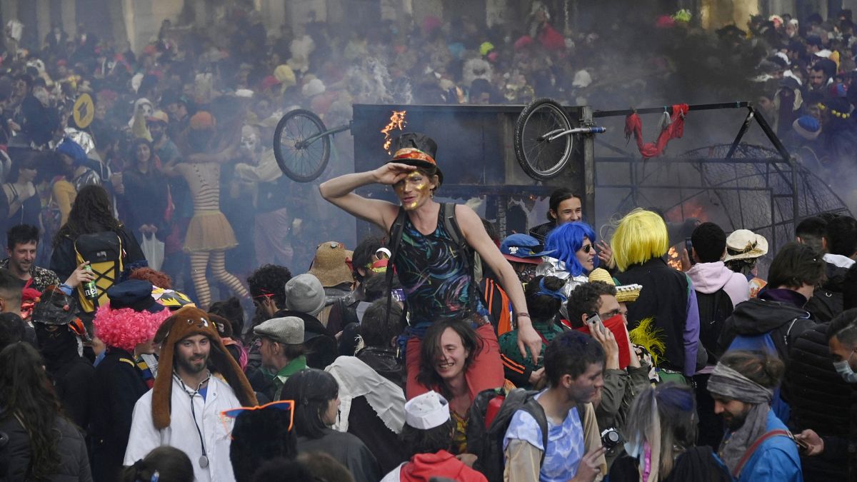 About 6,500 people defied COVID-19 restrictions to take part in a carnival procession in Marseille, France, on March 21, 2021.
