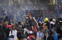 About 6,500 people defied COVID-19 restrictions to take part in a carnival procession in Marseille, France, on March 21, 2021.