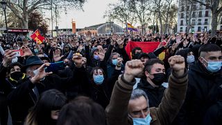 Protesta en Madrid del 20 de marzo de 2021 en protesta por el arresto del rapero Pablo Hasél.