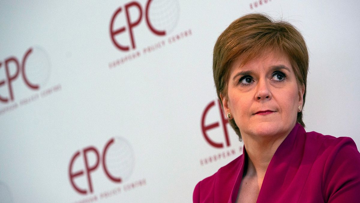 Scotland's First Minister Nicola Sturgeon at the European Policy Center in Brussels onFeb. 10, 2020.