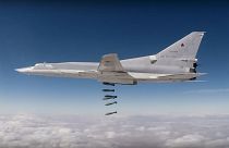 A Russian Tu-22M3 long-range bomber strikes Islamic State targets in Syria in a photo from the Russian Defence Ministry. 2017