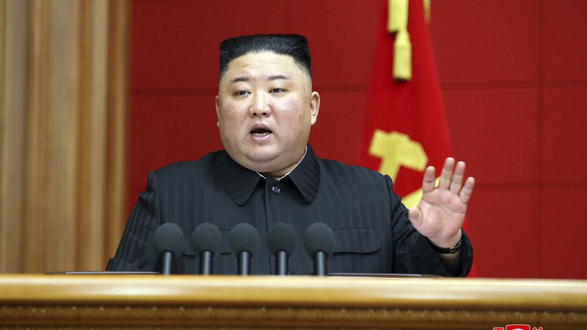 FILE: In this photo provided by the North Korean government, Kim Jong Un speaks in a conference in Pyongyang, North Korea, Saturday, March 6, 2020. 