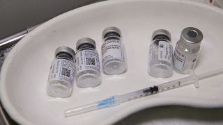 Vials of the AstraZeneca vaccine are pictured at the Fondazione Martino Zanchi nursing home, in Alzano Lombardo, Italy. March 22, 2021.