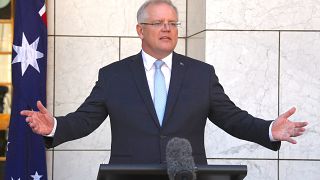 Australian Prime Minister Scott Morrison speaks during a press conference at Australia's Parliament House in Canberra on March 22, 2020.
