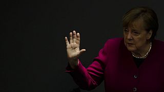 Die deutsche Bundeskanzlerin Angela Merkel im Bundestag, 25.03.2021