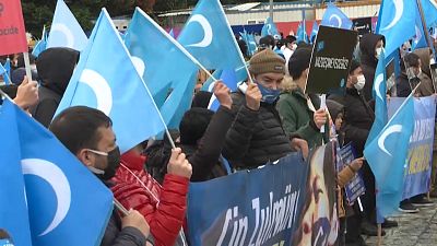 Protesters supporting Uyghurs in Turkey