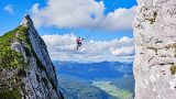 The via ferrata Donnerkogel Intersport Klettersteig in the Austrian Alps, near Gosau.