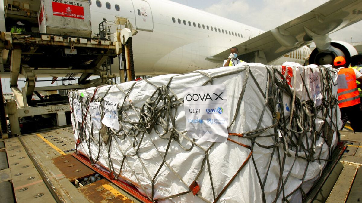 A shipment of COVID-19 vaccines distributed by the COVAX Facility arrives in Abidjan, Ivory Coast, Friday Feb. 25, 2021.