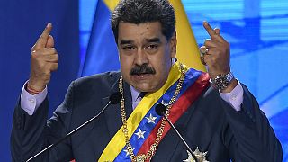 رئيس فنزويلا نيكولاس مادورو يخطب في المحكمة الدستورية في كاراكاس. 2021/01/22
