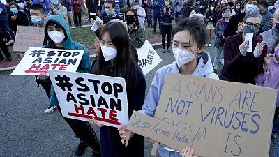 Protesters march at 'Stop Asian Hate' rally in Portland