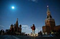Moscow's Red Square lit only by the moon after the lights turned off for one hour to mark Earth Hour