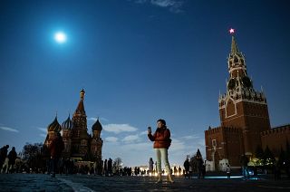 Moscow's Red Square lit only by the moon after the lights turned off for one hour to mark Earth Hour