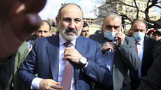 Armenian Prime Minister Nikol Pashinyan in Yerevan, Armenia on Feb. 25, 2021.