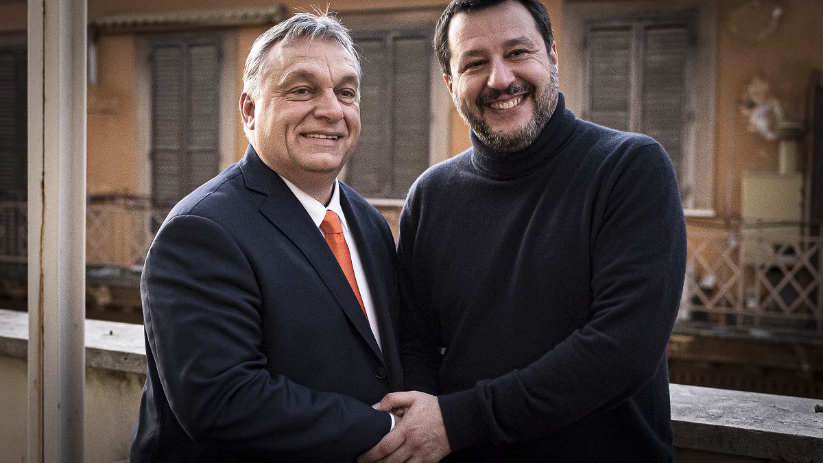 Orbán Viktor miniszterelnök és Matteo Salvini, a Liga vezetője Rómában 2020. február 4-én.