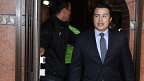 Juan Antonio "Tony" Hernández llega a una conferencia de prensa en Tegucigalpa, Honduras