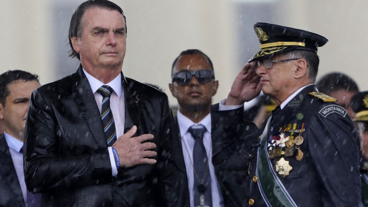 Le président brésilien Jair Bolosnaro et le commandant de l'armée de terre Edson Pujol, 17 avril 2019
