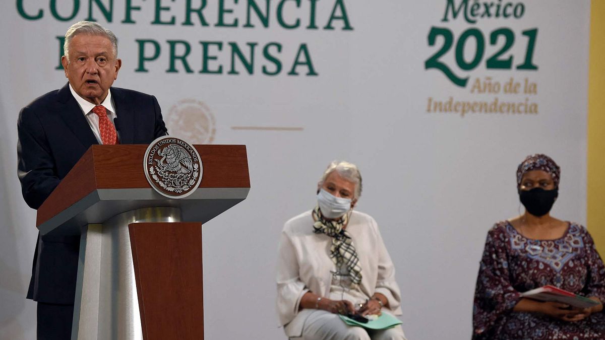 المنتدى الذي تستضيفه المكسيك وفرنسا، القصر الوطني في مكسيكو سيتي، 29 مارس 2021.