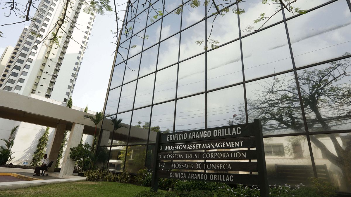 A marquee of the Arango Orillac Building lists the Mossack Fonseca law firm in Panama City, Sunday, April 3, 2016. 