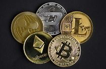 Physical imitations of just some of the thousands of cryptocurrencies available to buy and sell.