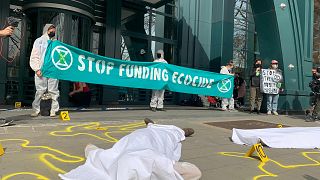 Extinction Rebellion occupies financial headquarters in Brussels