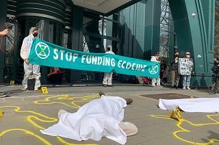 Extinction Rebellion occupies financial headquarters in Brussels