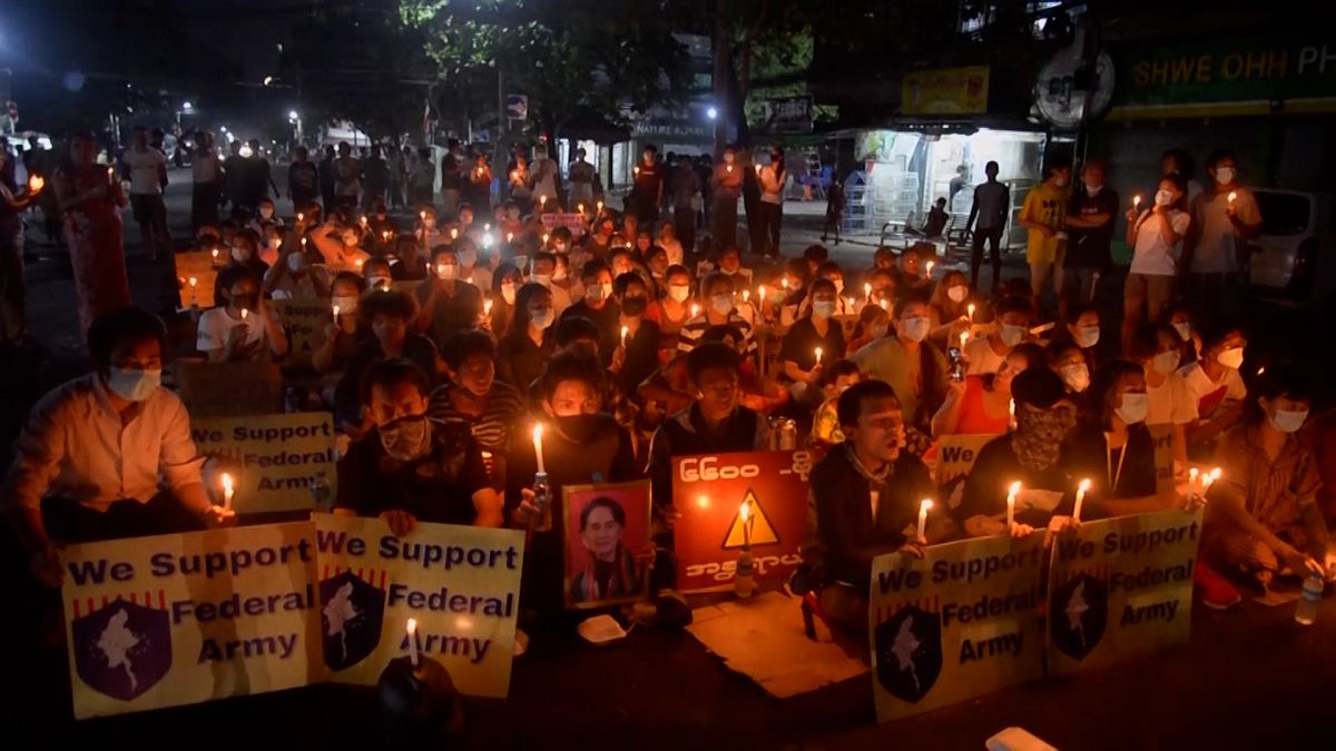 Candlelight vigil in Yangoon marks coup anniversary