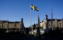 Schwedische Flagge in Stockholm