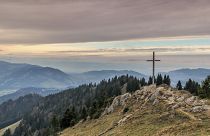 A cross on a hill in Hochhädrich, Austria
