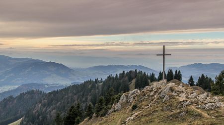 A cross on a hill in Hochhädrich, Austria