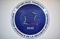 A picture shows the logo of the French General Directorate for Internal Security at its headquarters in Paris on August 31, 2020. 