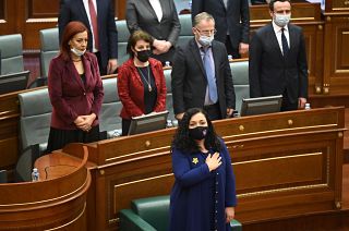 Vjosa Osmani - neue Präsidentin des Kosov bei der Amtseinführung