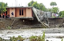 Une maison détruite à la suite d'inondations à Dili, Timor oriental, le 5 avril 2021