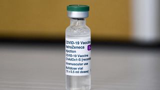 A vial of of the AstraZeneca COVID-19 vaccine at the Guru Nanak Gurdwara Sikh temple, on the day the first Vaisakhi Vaccine Clinic is launched, in Luton, England.