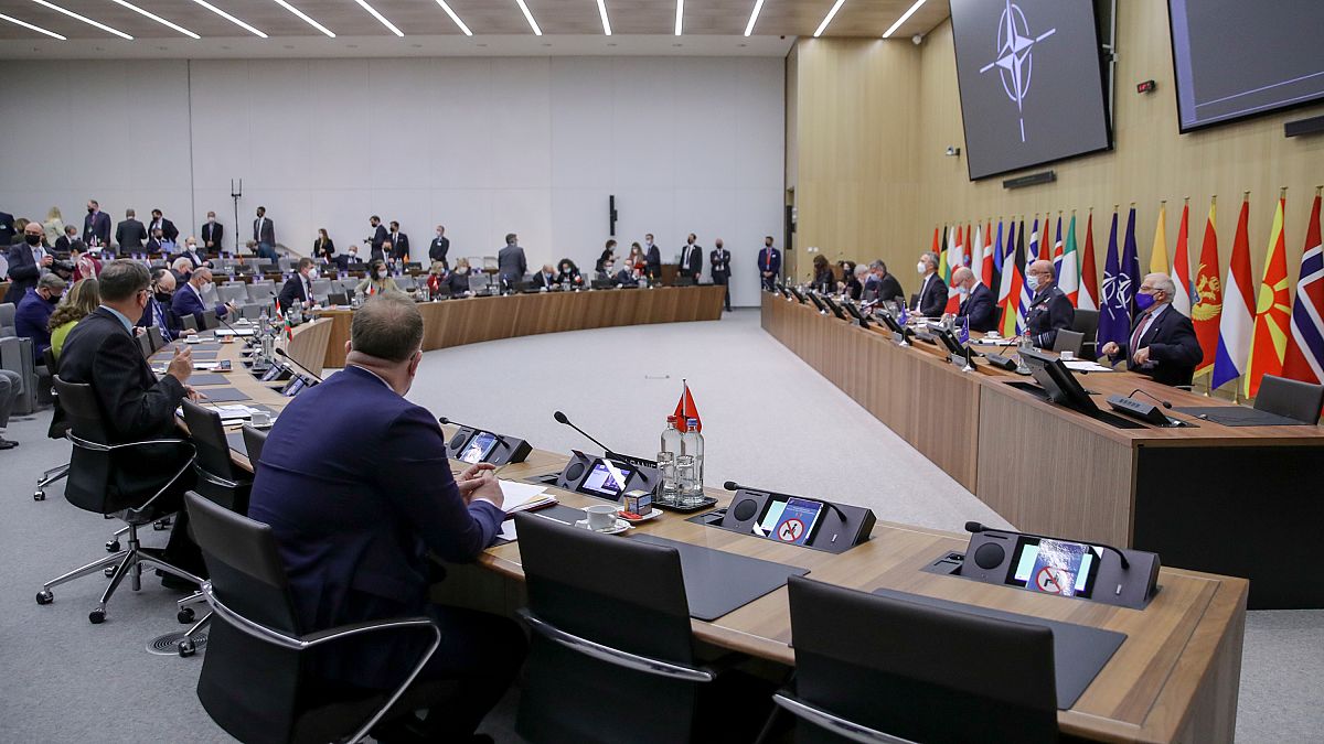 Una reunión de ministros de Asuntos Exteriores de la OTAN en la sede de la OTAN en Bruselas, el 24 de marzo de 2021. (Imagen de ilustración).
