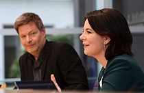 Annalena Baerbock und Robert Habeck während einer Pressekonferenz in Berlin, 15.03.2021