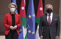 La présidente de la commission européenne Ursula von der Leyen et le roi Abdallah II de Jordanie à Amman, 7 avril 2021