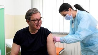 Serbia's president Aleksandar Vucic received a dose of the Chinese Sinopharm vaccine on Tuesday