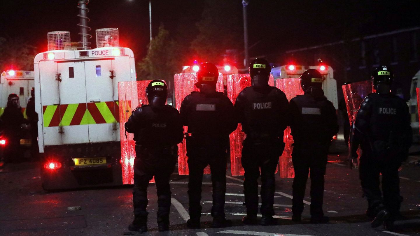 N Ireland leaders call for calm after night of rioting Irish Sea