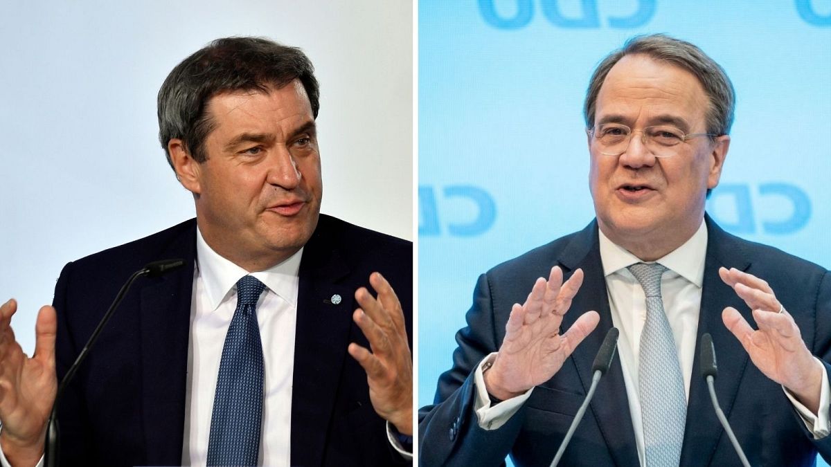 آرمین لاشت (راست) و مارکوس زودر (چپ) رقبای نامزدی ائتلاف محافظه‌کار برای انتخابات ۲۰۲۱ آلمان