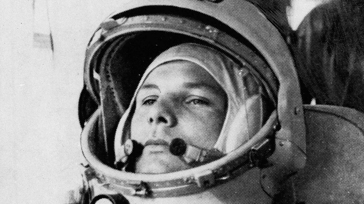 This undated photo shows cosmonaut Maj. Yuri Gagarin in his space suit. 