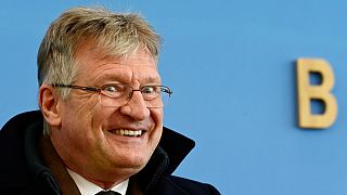 The co-chairman of the Alternative for Germany (AfD) far-right party Joerg Meuthen reacts at a press conference to react one day after the regional elections March 15 2021